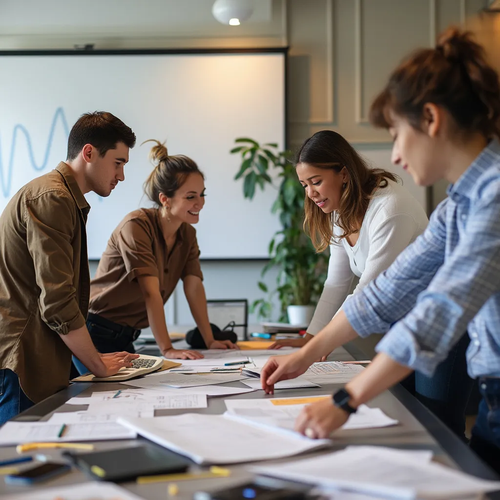 Équipe de formateurs préparant un atelier