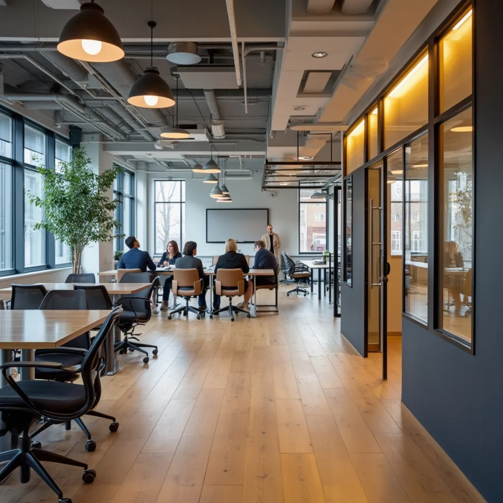 Espace de coworking moderne utilisé pour des sessions